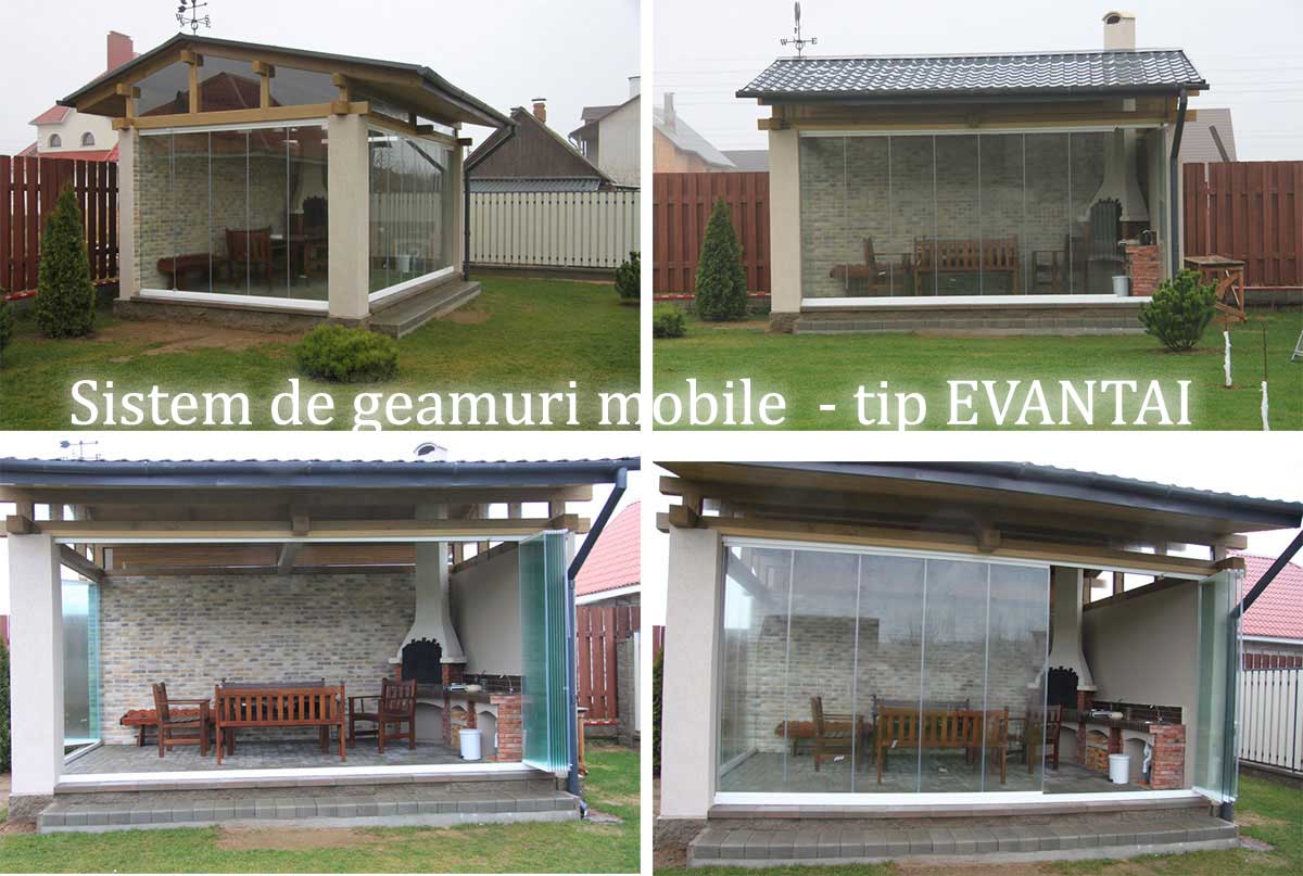 Sistem de geamuri pentru inchideri terase si balcoane - tip EVANTAI